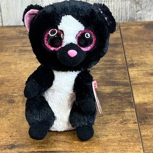 Ty The Beanie Boo’s Collection Flora I am Black and White and Pink Skunk